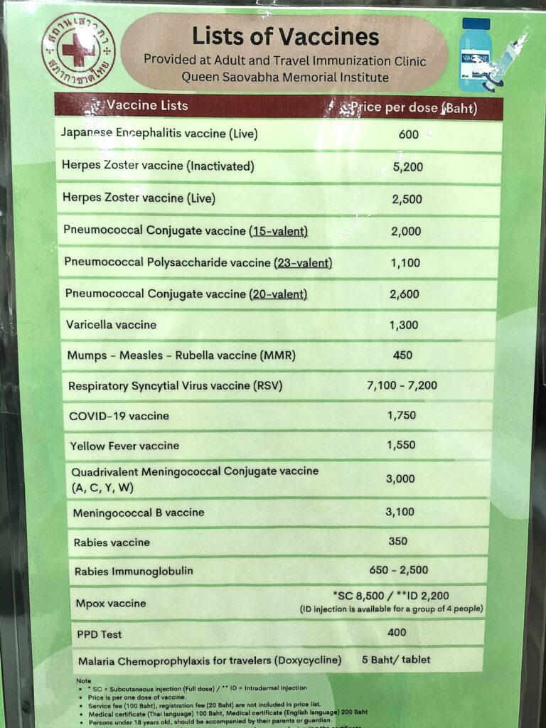 スネークファーム予防接種料金表